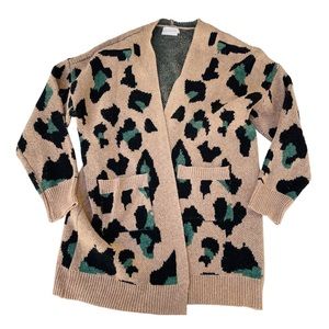 Dreamers Green Cheetah Print Cardigan | SZ M/L